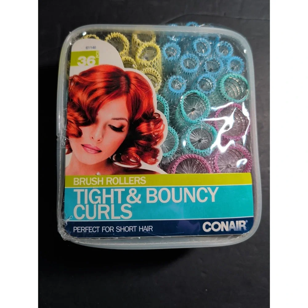 Conair Brush Rollers Tight & Bouncy Curls Brush Hair Rollers Short Hair 36 Piece